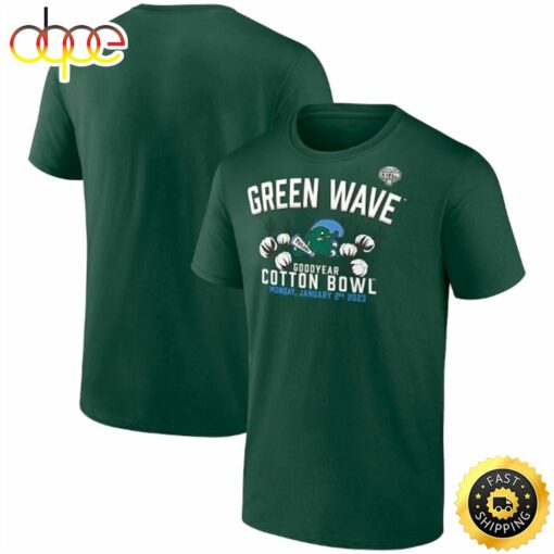 Tulane Green Wave Fanatics Branded 2023 Cotton Bowl Gameday Stadium Green T-shirt