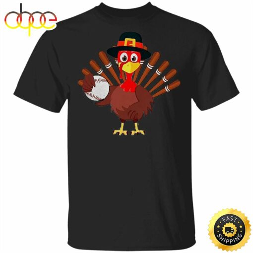 Turkey Baseball Thanksgiving T-Shirt Cool Chicken Funny Shirt Designs Gifts For Baseball Lovers