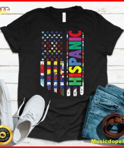 USA And Latin American Countries Flag Hispanic Heritage T-Shirt