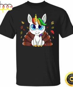 Unicorn Happy Thanksgiving T-Shirt Fall Leaves Vintage Designs Thanksgiving Shirt For Women