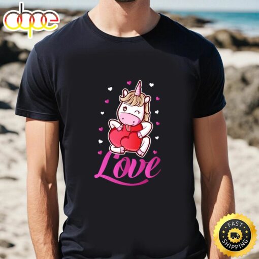 Unicorn Love Heart Valentine’s Day T-Shirt