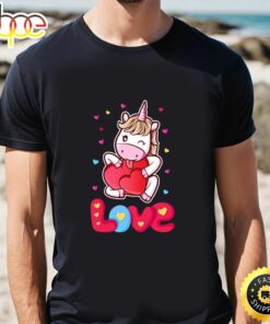 Unicorn Love Heart Valentine Day T-Shirt