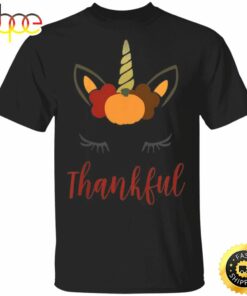 Unicorn Thankful T-Shirt Cute Unicorn Autumn Shirt Vintage Designs Thanksgiving Gifts For Women