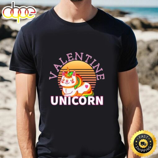 Unicorn Valentine Shirt Valentine’s Day Gift For Girls Women T-Shirt