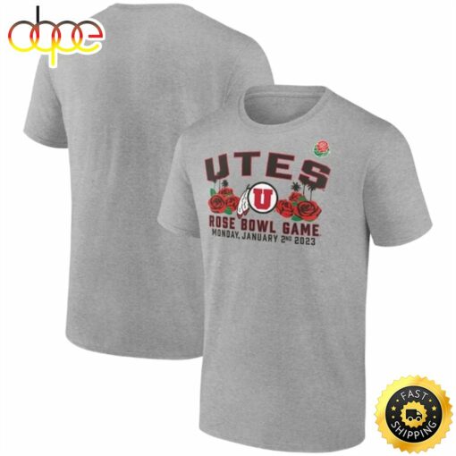 Utah Utes Fanatics Branded 2023 Rose Bowl Gameday Stadium Heather Gray T-shirt