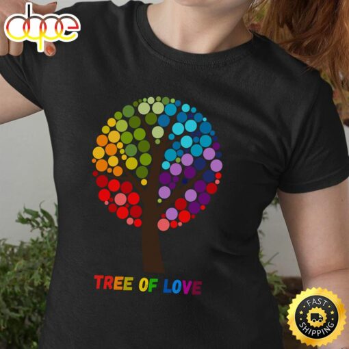 Valentine Rainbow Tree of Love Lgbt Pride Women Men Long Sleeve Valentines Day T-shirt