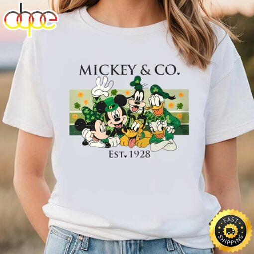 Vintage Disney Mickey And Co Est 1928 St. Patricks Day Shirt