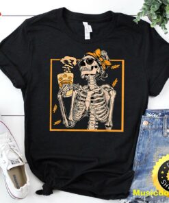Vintage Halloween Skeleton Pumpkin Spice Latte Syrup Creamer T-Shirt