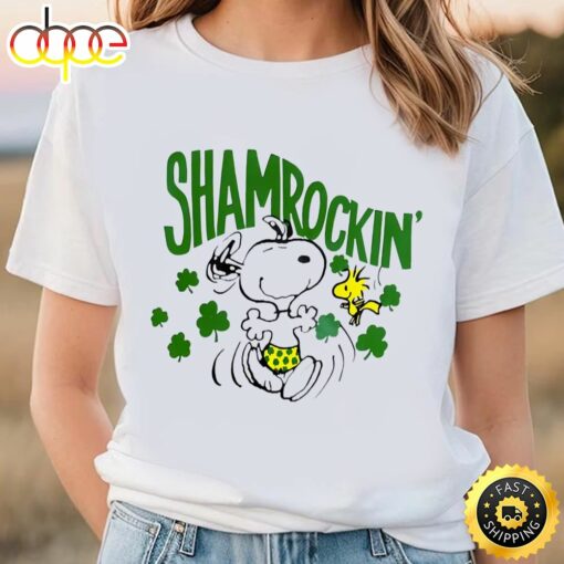 Vintage Snoopy Peanuts Shamrockin St Patrick’s Day Shirt