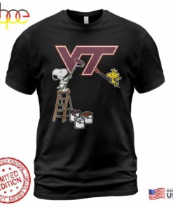 Virginia Tech Hokies Snoopy And Woodstock Painting Logo Shirt