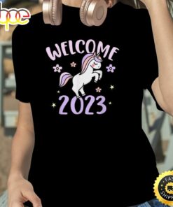 Welcome 2023 Happy New Year 2023 New Year’s Unicorn Unisex Basic T-shirt
