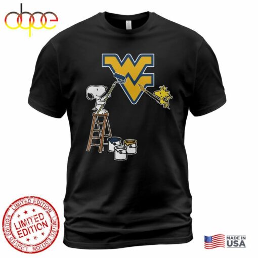 West Virginia Mountaineers Snoopy and Woodstock Painting Logo Shirt