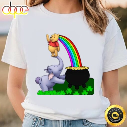 Winnie The Pooh Happy St Patrick’s Rainbow And Shamrocks Shirt