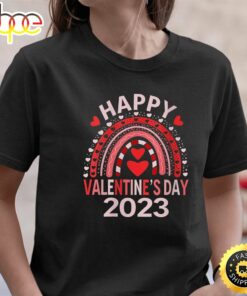 Womens Happy Valentines Day Heart Love Funny Valentine 2023 Rainbow T-Shirt