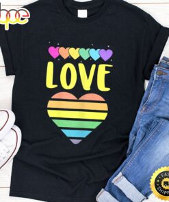 Womens Valentines Shirts For Women LGBT Rainbow Heart Valentines Day T-shirt