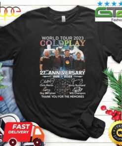 World Tour 2023 Coldplay 27th Anniversary 1996 – 2023 Thank You For The Memories Signatures Shirt