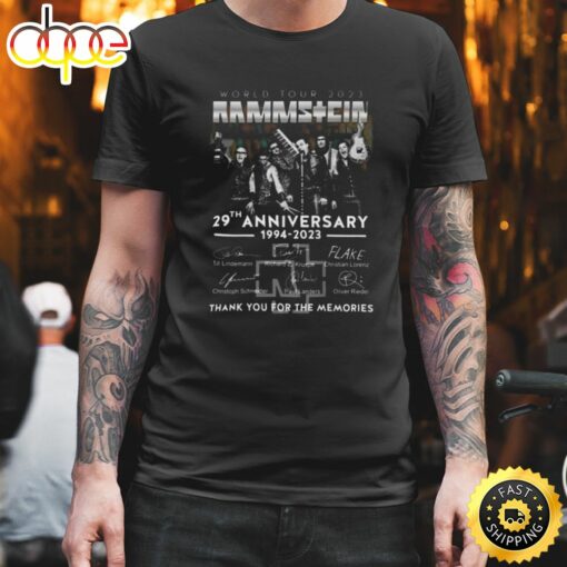 World Tour 2023 Rammstein 29th Anniversary 1994-2023 Thank You For The Memories Signatures shirt