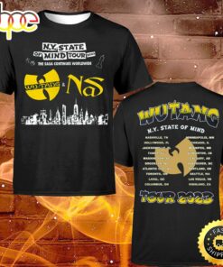 Wu-tang Clan &amp Nas New York State Of Mind Tour 2023 North American Dates T-shirt