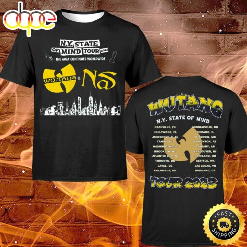 Wu-tang Clan &amp Nas New York State Of Mind Tour 2023 North American Dates T-shirt