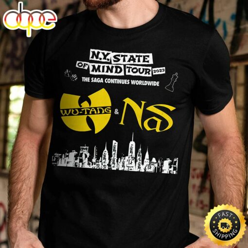 Wu-tang Clan &amp Nas New York State Of Mind Tour 2023 Unisex Black T-shirt