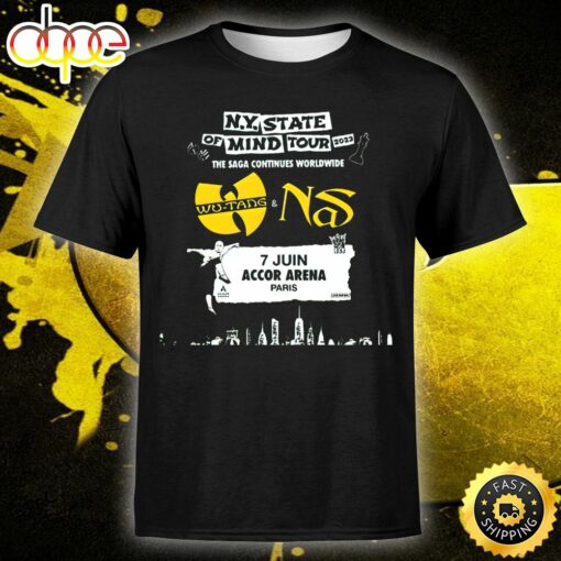 Wu-tang Clan &amp Nas – Ny State Of Mind Tour Arena En 2023 Unisex Tshirt