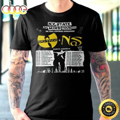 Wutang &amp Nas N.Y State Of Mind Tour 2023 The Saga Continues Worldwide North America Unisex Tshirt