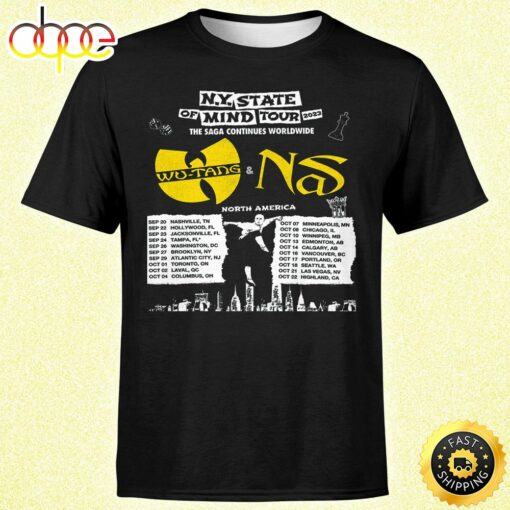 Wutang &amp Nas N.Y State Of Mind Tour 2023 The Saga Continues Worldwide North America Unisex Tshirt