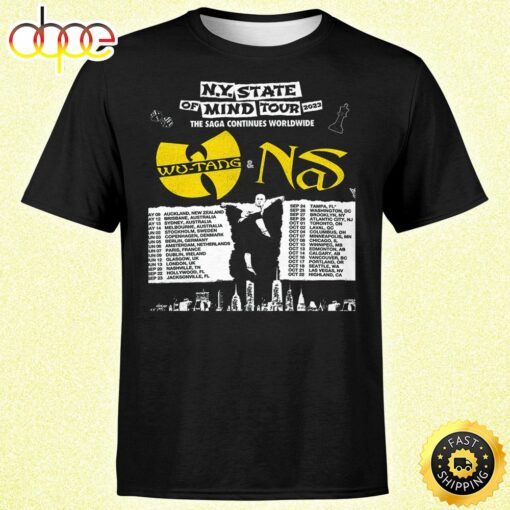 Wutang &amp Nas N.Y State Of Mind Tour 2023 The Saga Continues Worldwide Unisex Tshirt