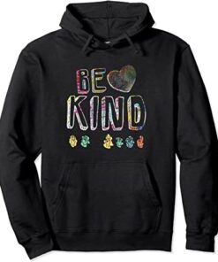 ASL – American Sign Language – Be Kind Hand Alphabet Gift Pullover Hoodie