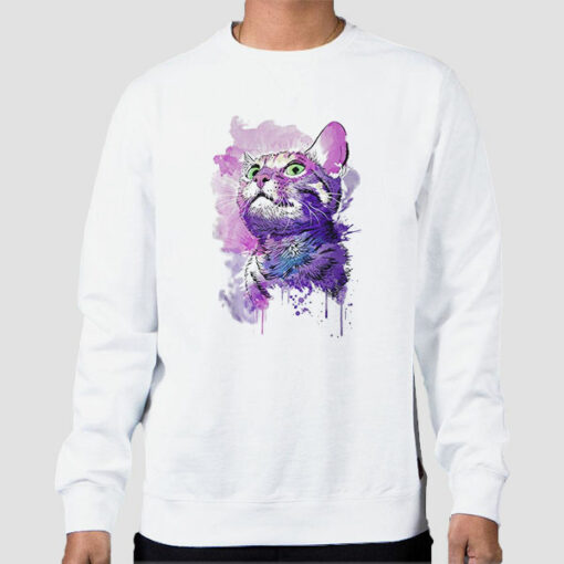 Aesthetic Purple Cat Sweatshirt Cheap