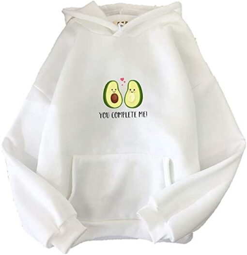 Cartoon Avocado Pattern You Complete Me Hoodie