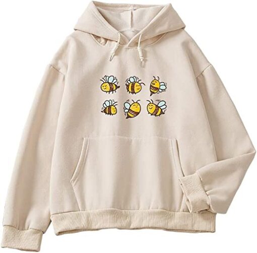 Cute Bee Pattern Pullover Hoodie