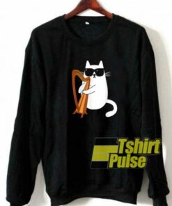 Funny Cat Playing Harp Parody sweatshirt 2