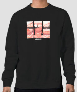 Graphic Mouth off Pleasures Sweatshirt Cheap