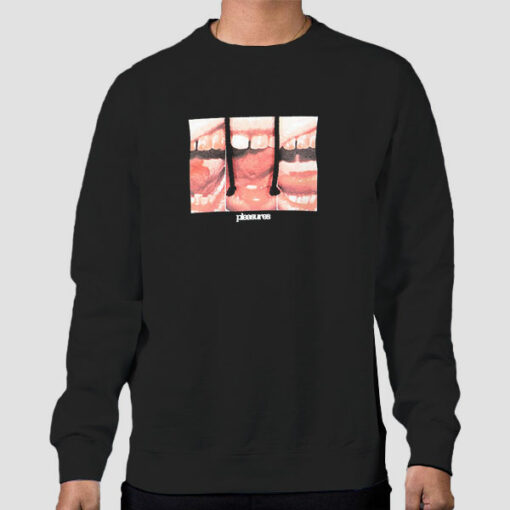 Graphic Mouth off Pleasures Sweatshirt Cheap