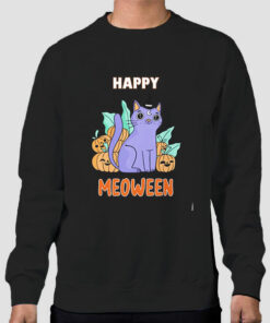 Happy Meoween Purple Cat Sweatshirt Cheap Happy Meoween Purple Cat Sweatshirt Cheap