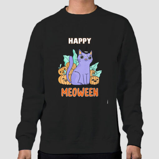 Happy Meoween Purple Cat Sweatshirt Cheap