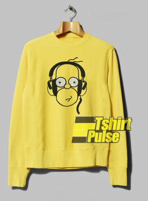 Homer Wearing Earphone sweatshirt