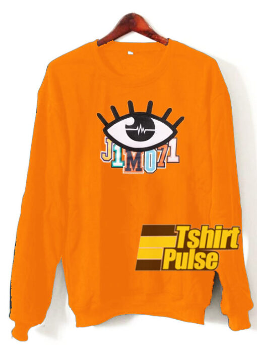 J1mo71 Eye Printed Orange sweatshirt