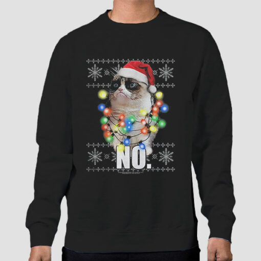 Lights No Grumpy Cat Christmas Sweatshirt Cheap