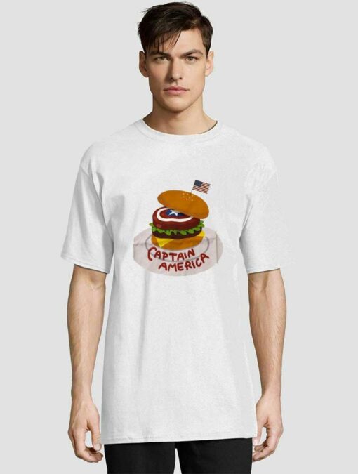 Marvel Captain America Burger t-shirt for men and women tshirt