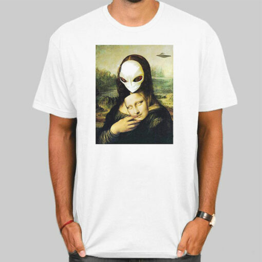 Mona Lisa Alien UFO Mask Fun Shirt Cheap