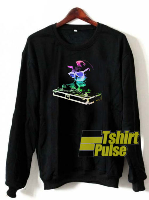 Rainbow DJ Kitty sweatshirt