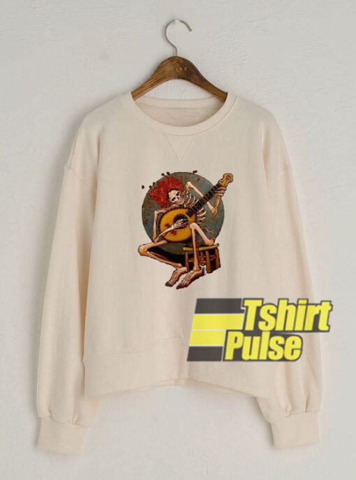 Skeleton playing guitar sweatshirt