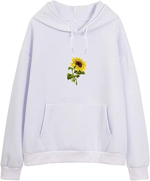 Sunflower Pattern Pullover Hoodie