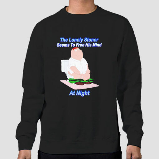 The Lonely Stoner Seems to Free His Mind at Night Meme Sweatshirt Cheap