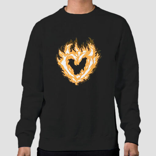 Vintage Flame Heart on Fire Sweatshirt Cheap