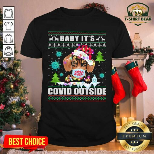 Awesome Babay It’s Covid Outside Chihuahua Wear Hat Santa With Mask Merry Xmas Shirt