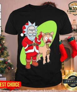 Awesome Rick And Morty Santa Claus And Reindeer Shirt