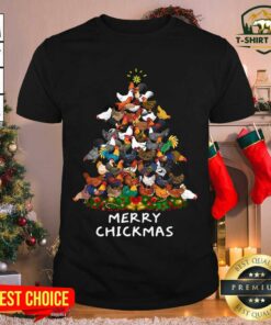 Colorful Merry Chickmas Chicken Christmas Tree Rooster Xmas Shirt